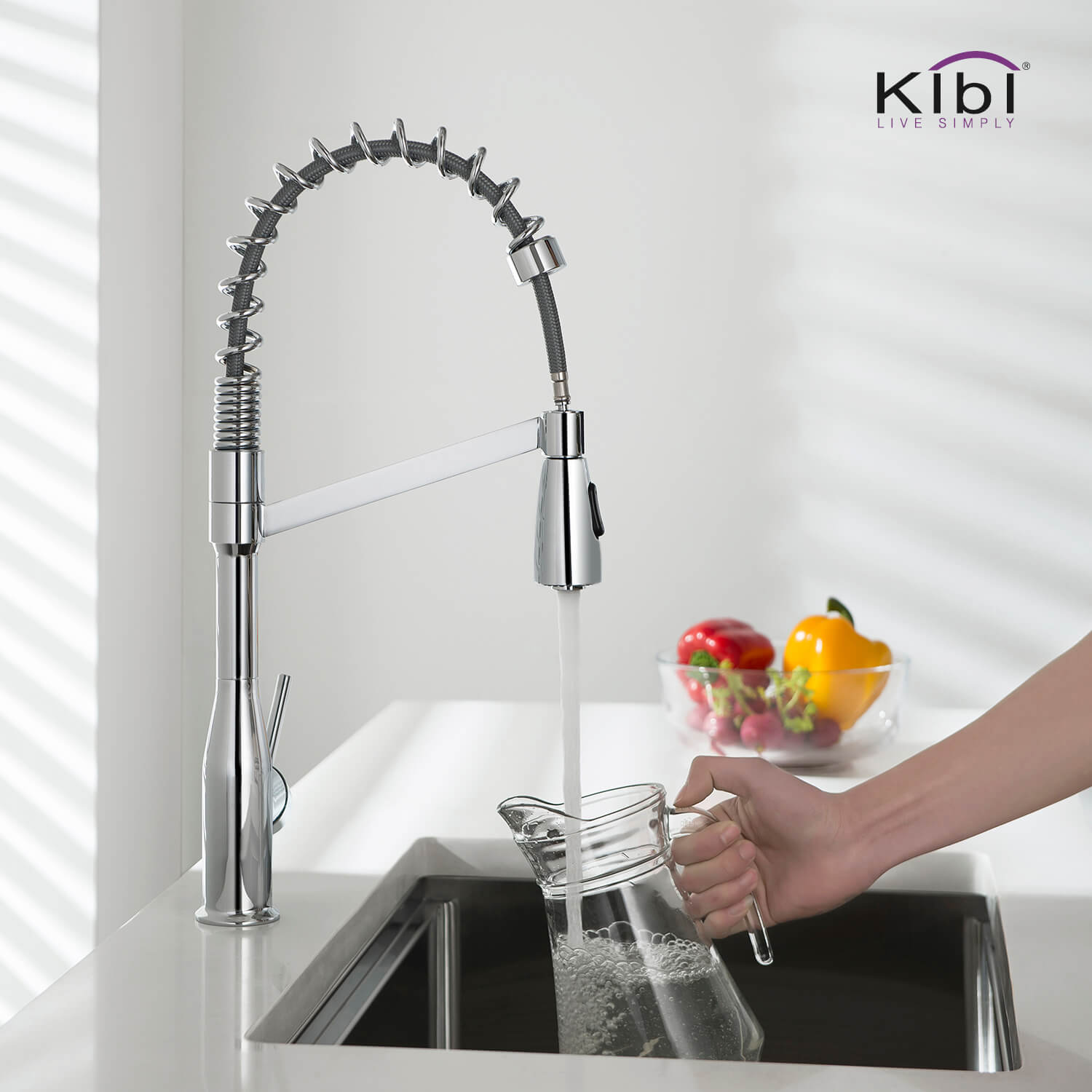 Kibi Largo Single Handle Pull Down Kitchen Faucet in Chrome Finish - KKF2006CH