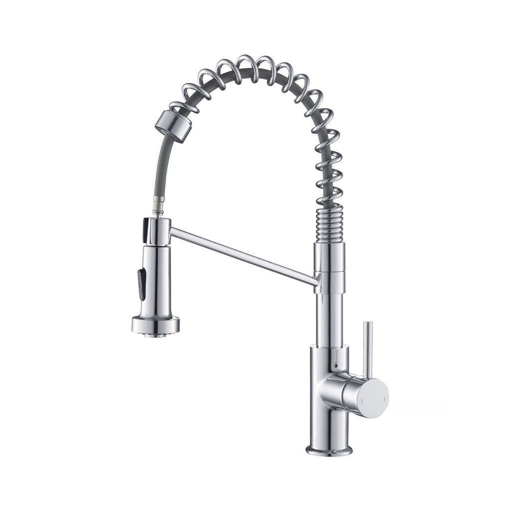 Kibi Lodi Single Handle High Arc Pull Down Kitchen Faucet In Chrome Finish - KKF2004CH