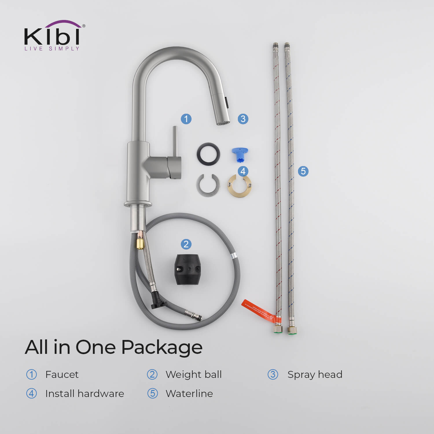 Kibi Luxe Single Handle High Arc Pull Down Kitchen Faucet With Soap Dispenser in Brushed Nickel Finish - C-KKF2011BN-KSD100BN