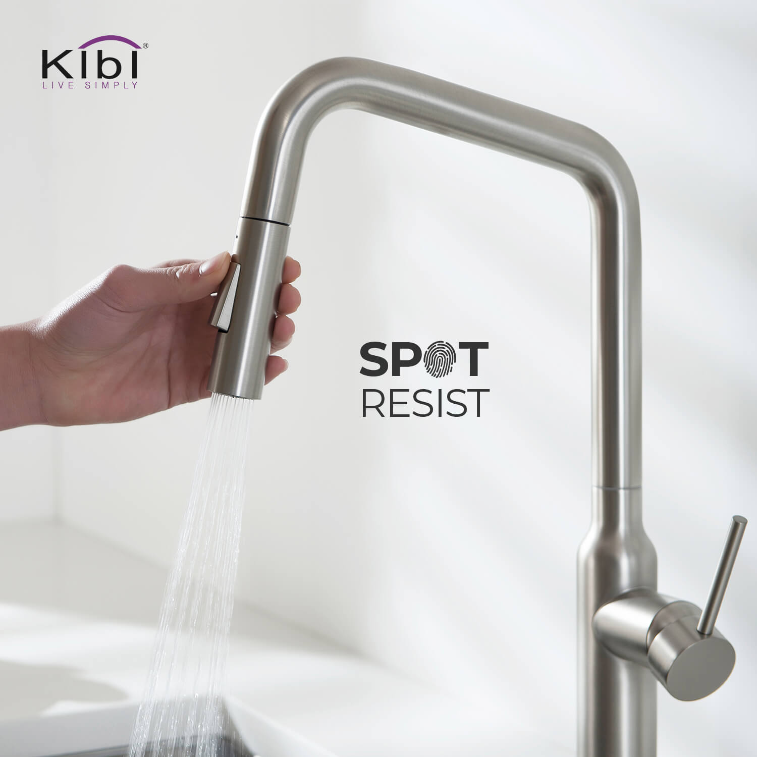 Kibi Macon Single Handle High Arc Pull Down Kitchen Faucet in Brushed Nickel Finish - KKF2007BN