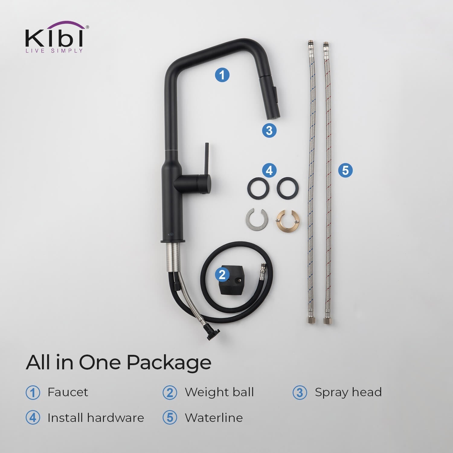 Kibi Macon Single Handle High Arc Pull Down Kitchen Faucet in Matte Black Finish - KKF2007MB