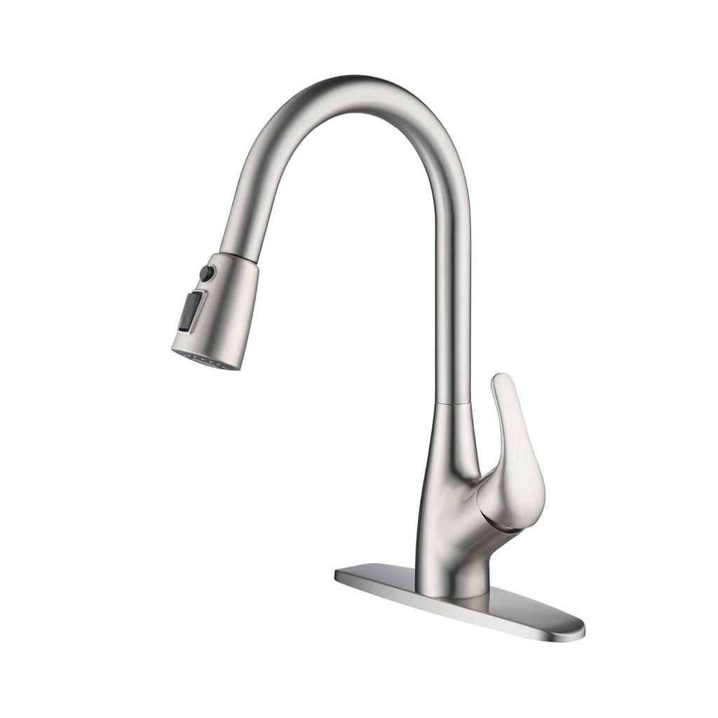 Kibi Single Handle Pull Down Kitchen Faucet In Brushed Nickel Finish - F101BN