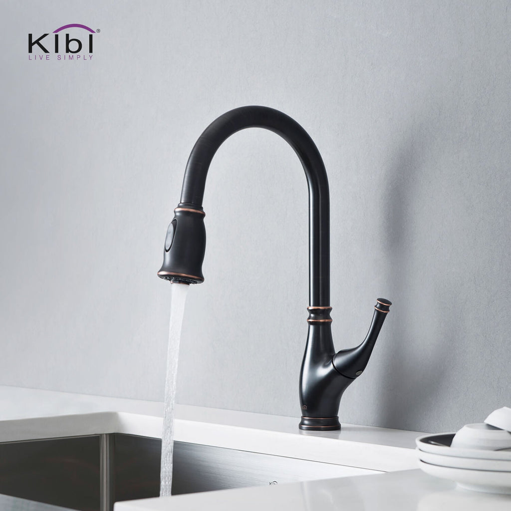 Kibi Summit Single Handle High Arc Pull Down Kitchen Faucet in Oil Rubbed Bronze Finish - KKF2009ORB