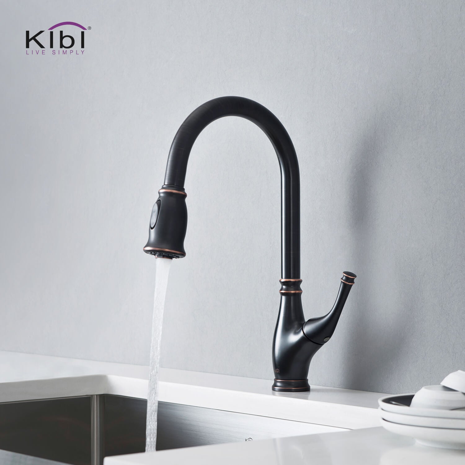 Kibi Summit Single Handle High Arc Pull Down Kitchen Faucet in Oil Rubbed Bronze Finish - KKF2009ORB