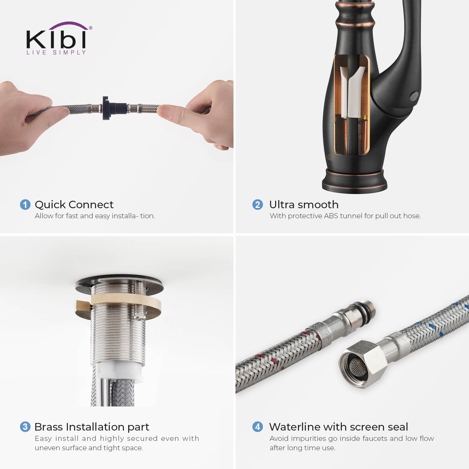 Kibi Summit Single Handle High Arc Pull Down Kitchen Faucet in Oil Rubbed Bronze Finish - KKF2009ORB