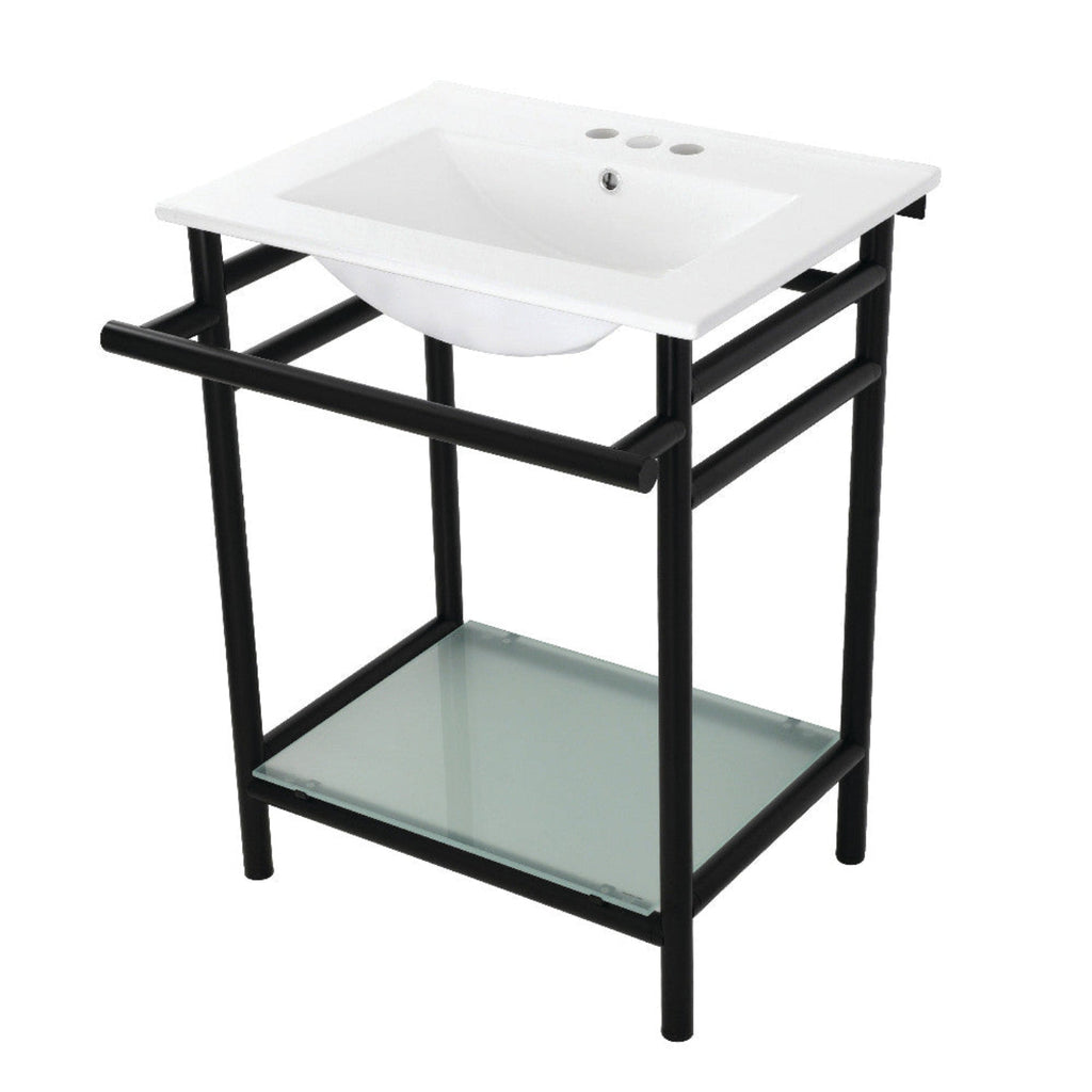 Kingston Brass 24 in. Ceramic Console Sink (4-Inch, 3-Hole) - VPB24187W40