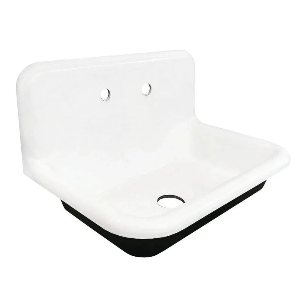 Kingston Brass 30 in. Cast Iron Single Bowl Wall Mount Sink with Backsplash in White - GCLWS302019