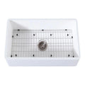 Kingston Brass 30 in. Farmhouse Apron Front Kitchen Sink with Strainer and Grid in Matte White - KGKFA301810BC