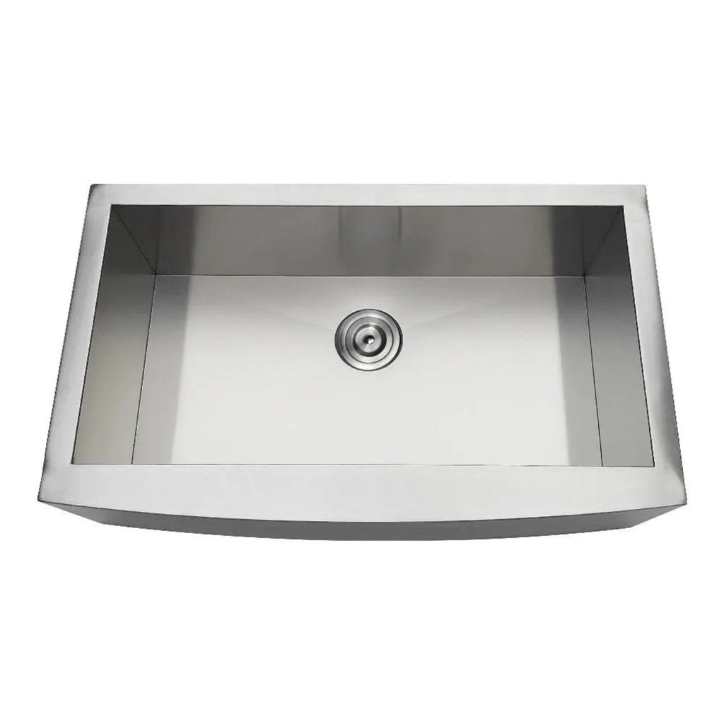 Kingston Brass 33 in. Drop-In Stainless Steel Apron-Front Single Bowl Farmhouse Kitchen Sink in Brushed Stainless Steel - GKTSF33209
