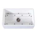 Kingston Brass 33 in. Farmhouse Apron Front Kitchen Sink with Strainer and Grid in Matte White - KGKFA331810BC