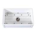 Kingston Brass 33 in. Farmhouse Apron Front Kitchen Sink with Strainer and Grid in Matte White - KGKFA331810LD