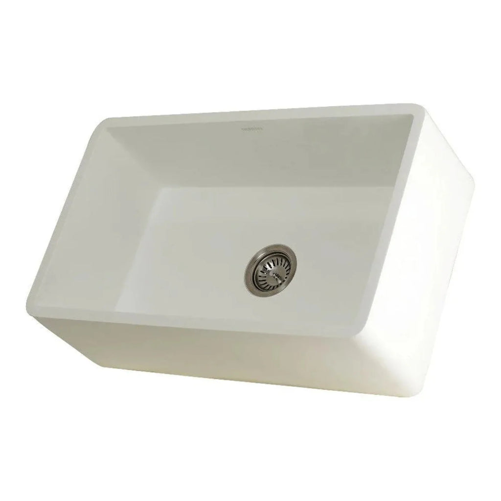 Kingston Brass 30 in. Solid Surface Matte Stone Apron Front Farmhouse Single Bowl Kitchen Sink (GKFA301810BC)