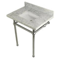 Kingston Brass Templeton 30 in. x 22 in. Carrara Marble Vanity Top with Brass Console Legs - KVPB30MBSQ