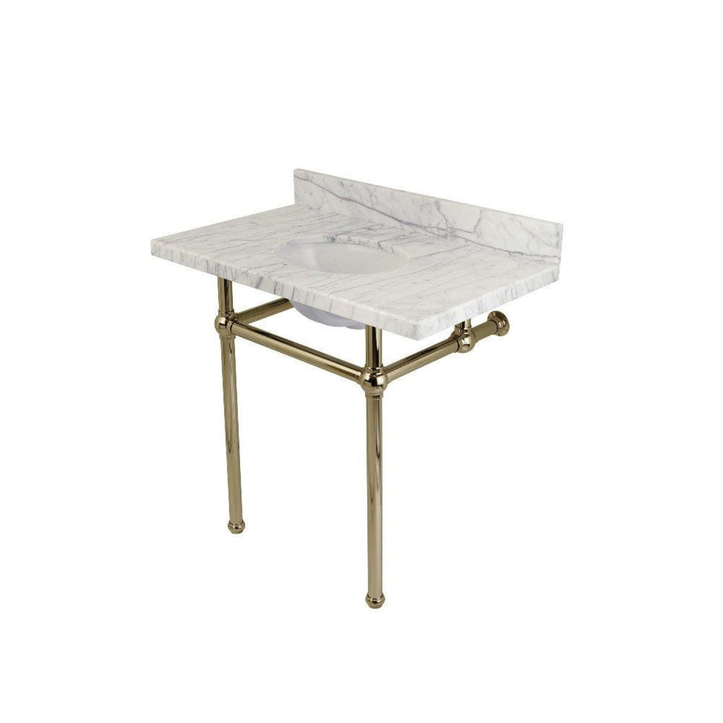 Kingston Brass Templeton 36 in. x 22 in. Carrara Marble Vanity Top with Brass Console Legs - KVPB36MB