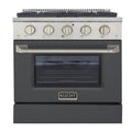 Kucht 30 Inch Pro-Style KDF Series Natural Gas Stainless Steel Dual Fuel Range with Grey Oven Door - KDF302-GR
