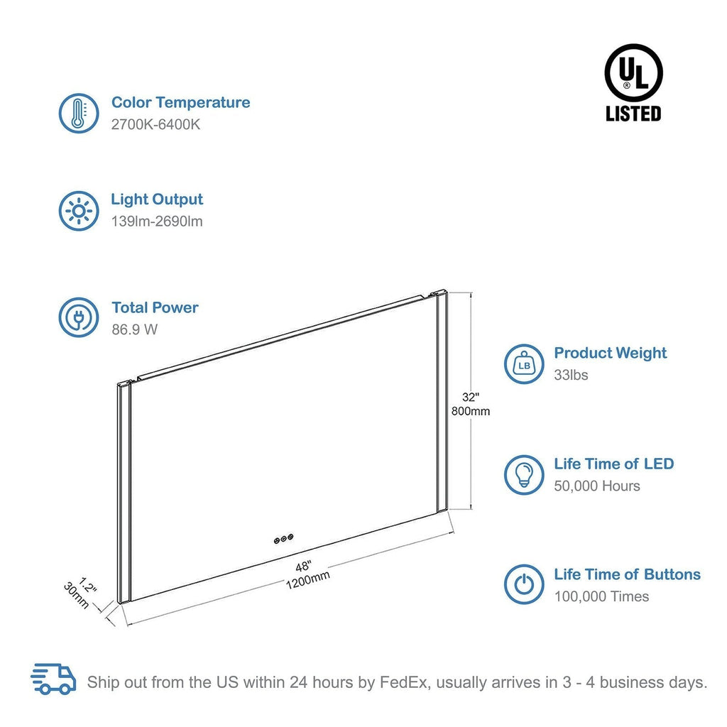 Blossom Binary 48″ LED Mirror - LED M5 4832 CH