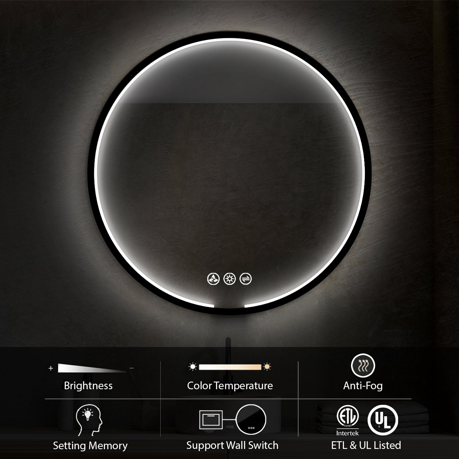Blossom Oskar 32 Inch Round LED Mirror - LED M7 R32 MB