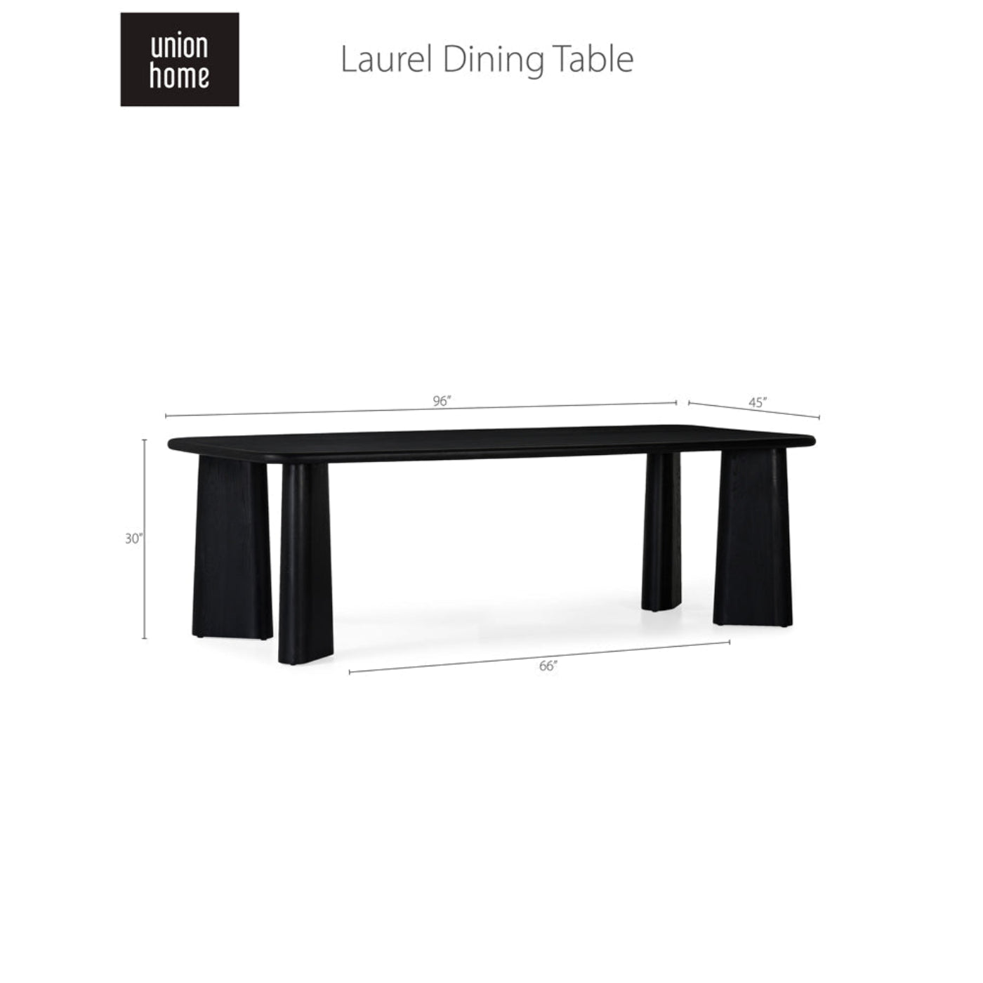 Union Home Laurel Dining Table - Charcoal -  DIN00097