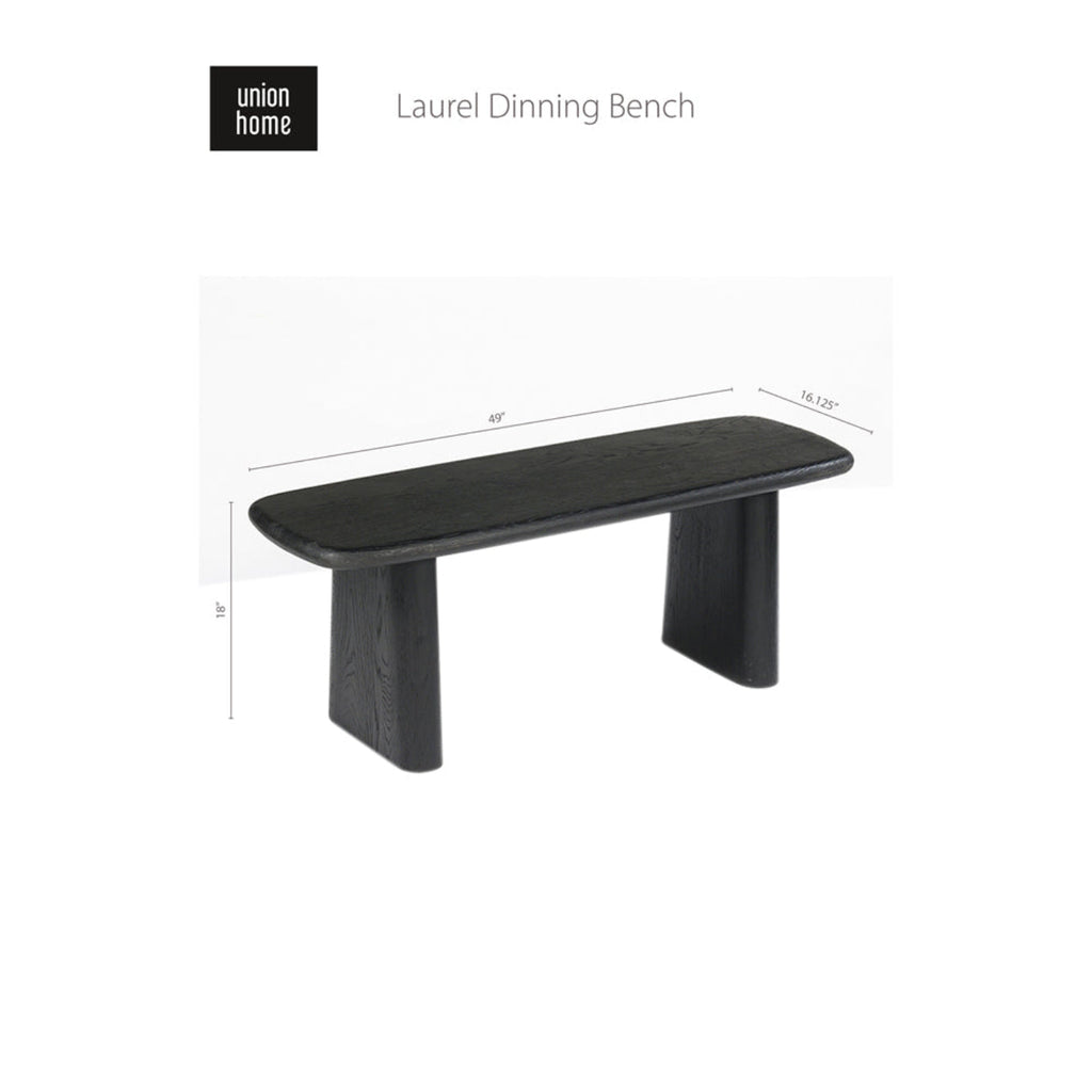 Union Home Laurel Dining Bench - Charcoal  - DIN00152