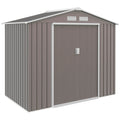 Outsunny EverBase 7' x 4' Outdoor Storage Shed with Foundation Kit, Double Lockable Door & Air Vents, Gray - ockable Door & Air Vents, Gray