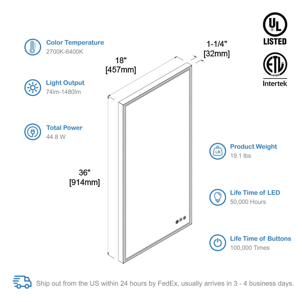 Blossom Stellar 18 Inch LED Mirror - LED M4 1836 MB