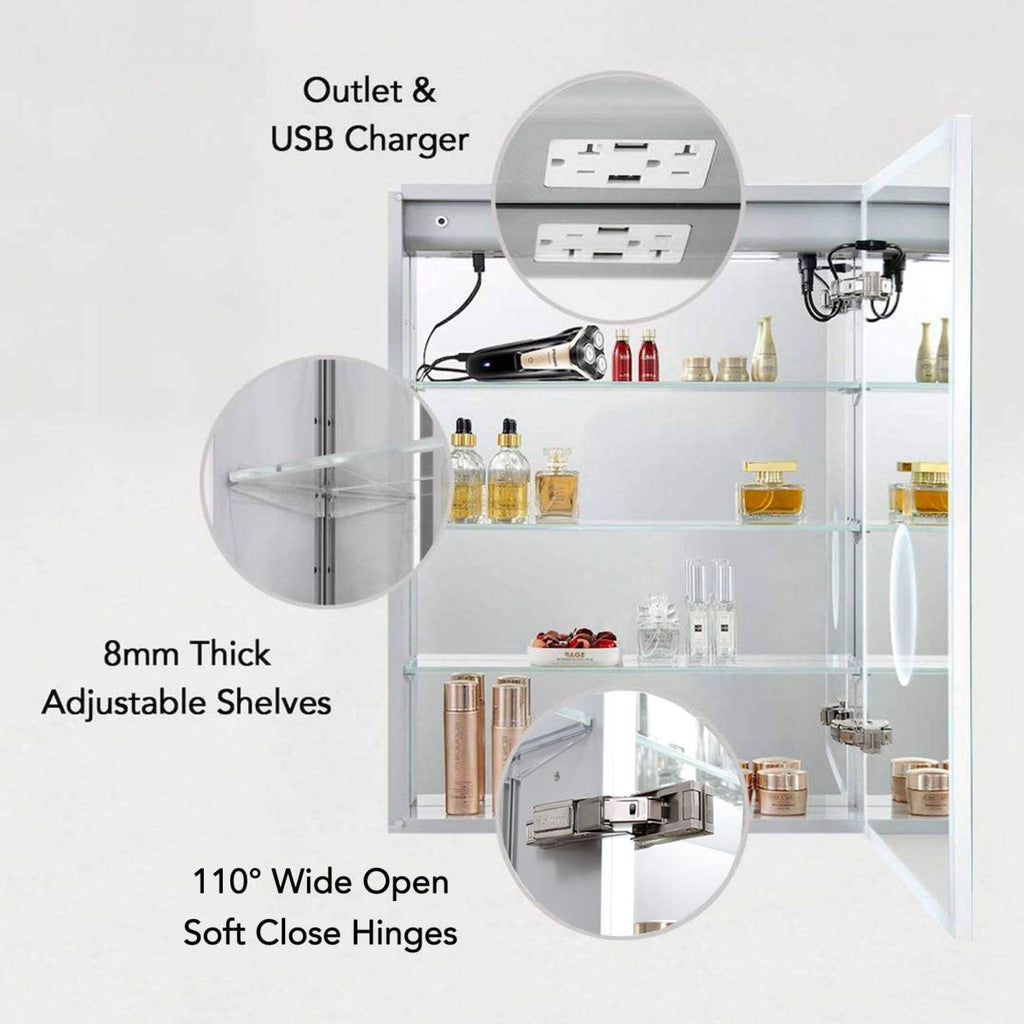 Blossom Sirius – 24 Inches LED Medicine Cabinet with Clock - MCL3 2432L