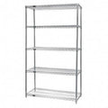 Quantum Storage Systems Stainless Steel Starter Kits with 5 Shelves and 4 Posts - 12" x 60" x 54" Stainless Steel Shelving Starter Kit with 5 Shelves - WR54-1260S-5