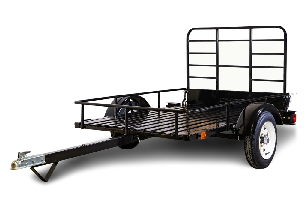 DK2 MMT4X6O Single Axle Open Rail Utility Trailer 4 ft. x 6 ft. 1295 lbs. Capacity Powder Coated Black New - MMT4X6O