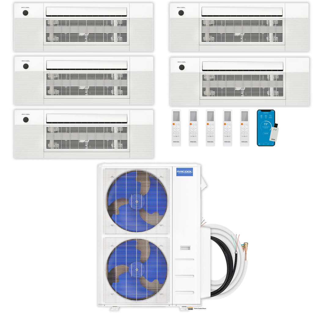 MRCOOL DIY 5th Gen Mini Split - 5-Zone 55,000 BTU Ductless Air Conditioner and Heat Pump Condenser with 18K + 18K + 18K + 9K + 6K Ceiling Cassette Air Handlers