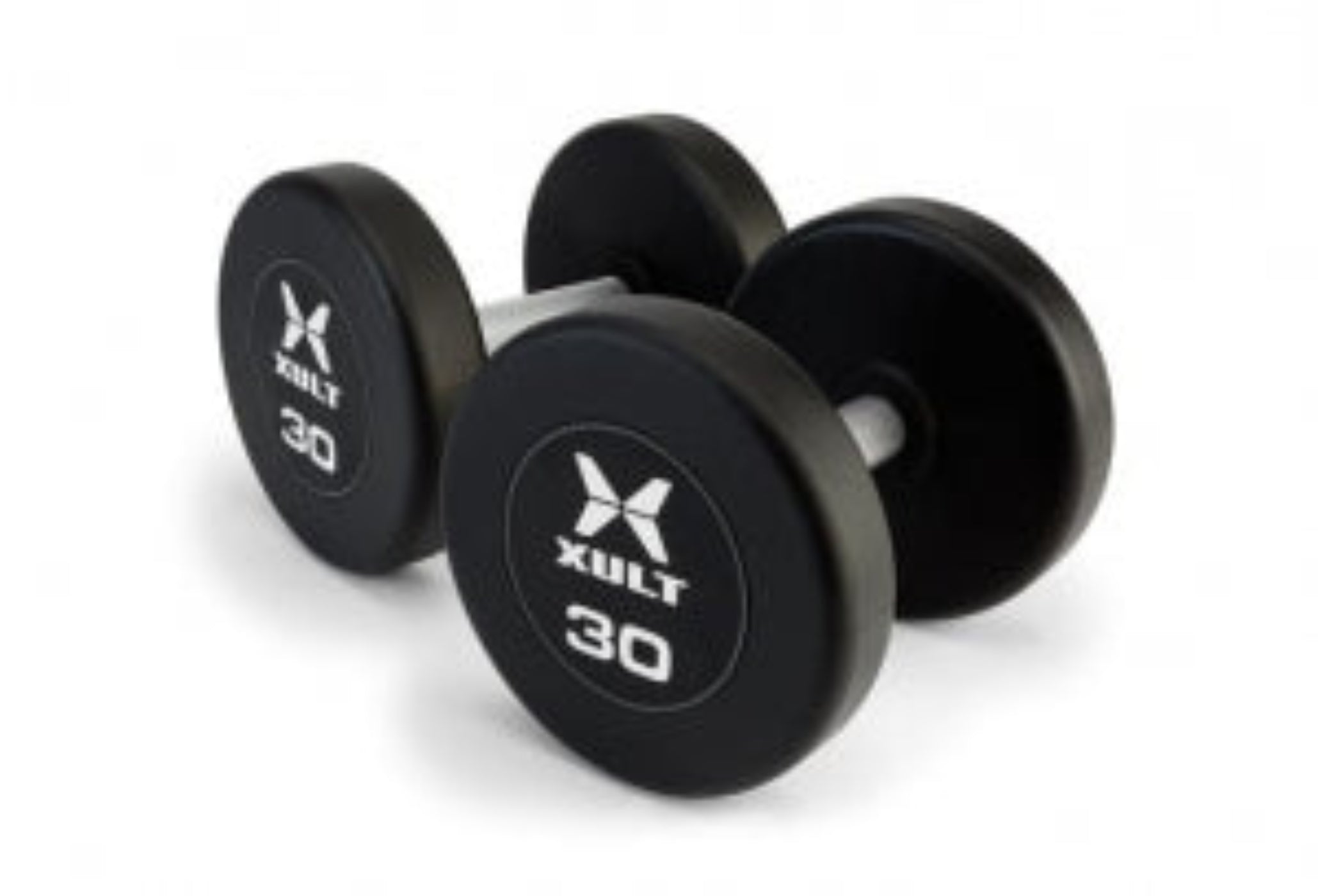 Johnson Health Tech XULT Urethane Hex Dumbbells - XULT Urethane Hex Dumbbell Pair, Black, 80 lb. - XT-080URE-HEX