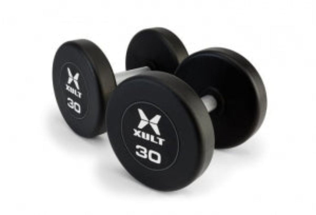 Johnson Health Tech XULT Rubber Hex Dumbbell Pairs and Sets - XULT Rubber Hex Dumbbell Pair in Black, 95 lb. - XT-095RBR-HEX