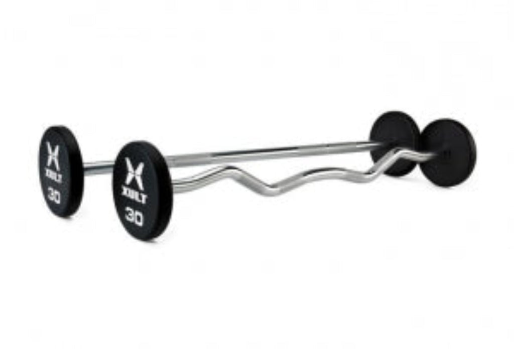 Johnson Health Tech XULT Urethane EZ-Curl Barbells - XULT Urethane EZ-Curl Barbell, Black, 70 lb. - XT-070URE-BBEZ