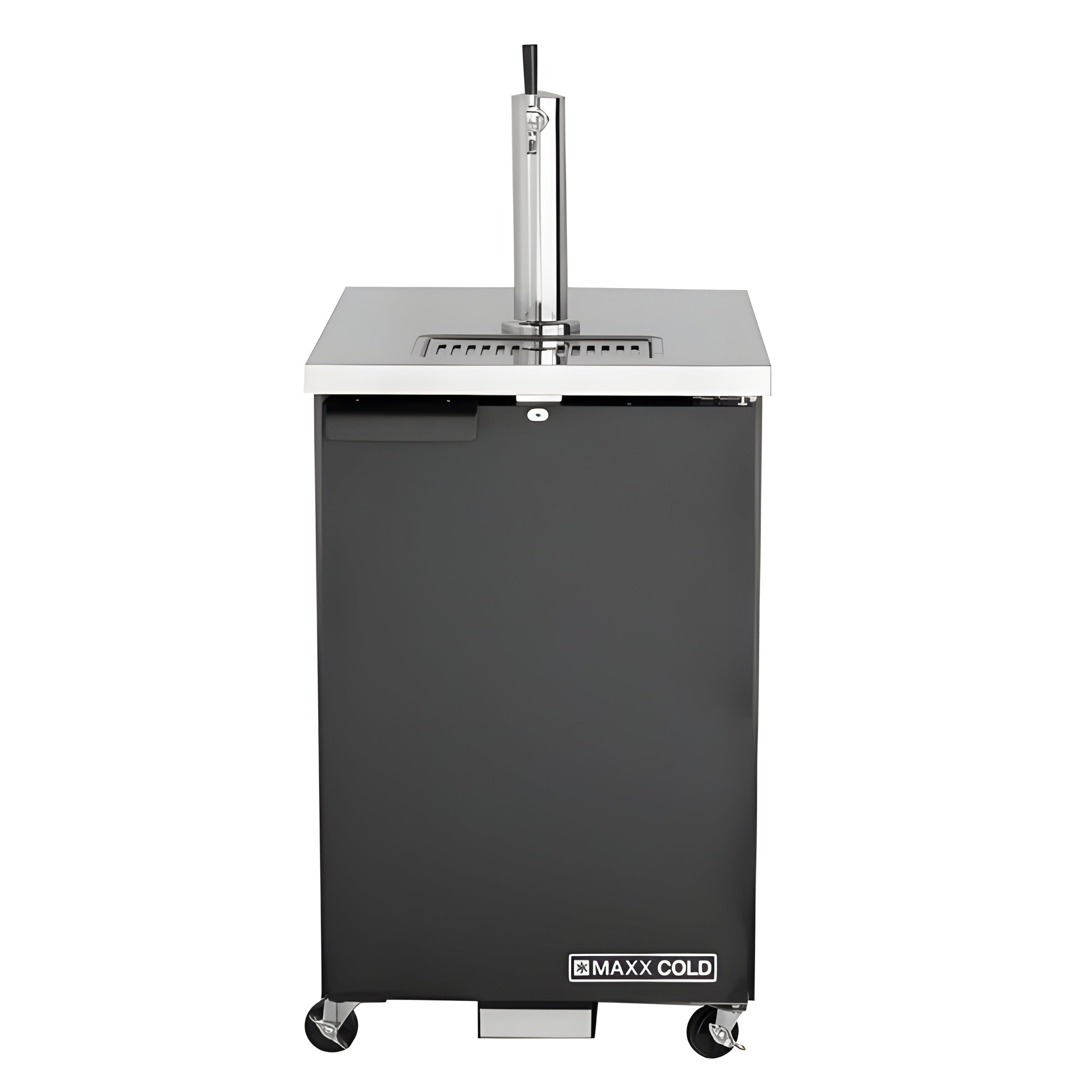 Maxx Cold Single Tower Beer Dispenser, 7.2 cu. ft., 1 Barrel/Keg (204 L), Black/Stainless Steel Top - MXBD24-1B