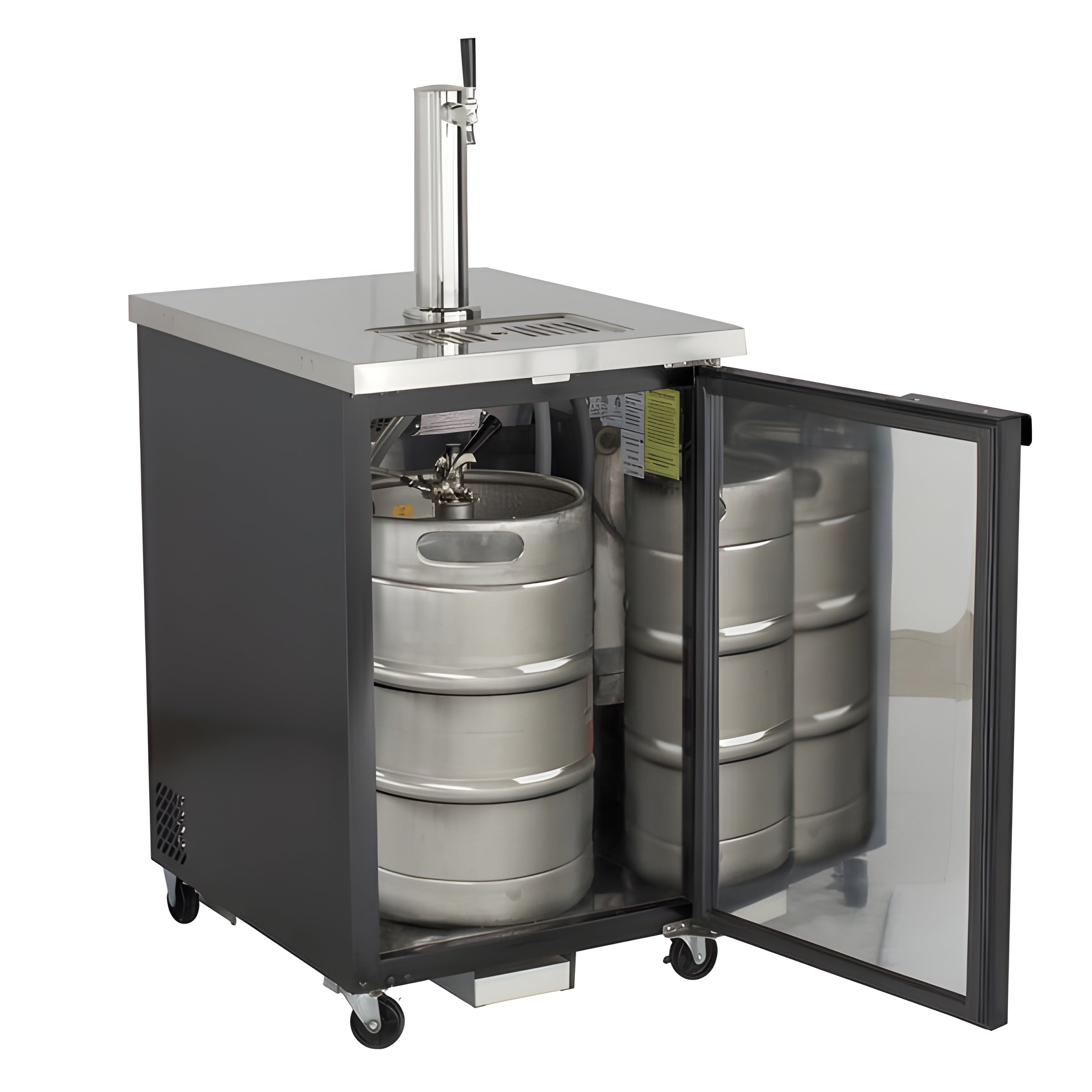 Maxx Cold Single Tower Beer Dispenser, 7.2 cu. ft., 1 Barrel/Keg (204 L), Black/Stainless Steel Top - MXBD24-1B