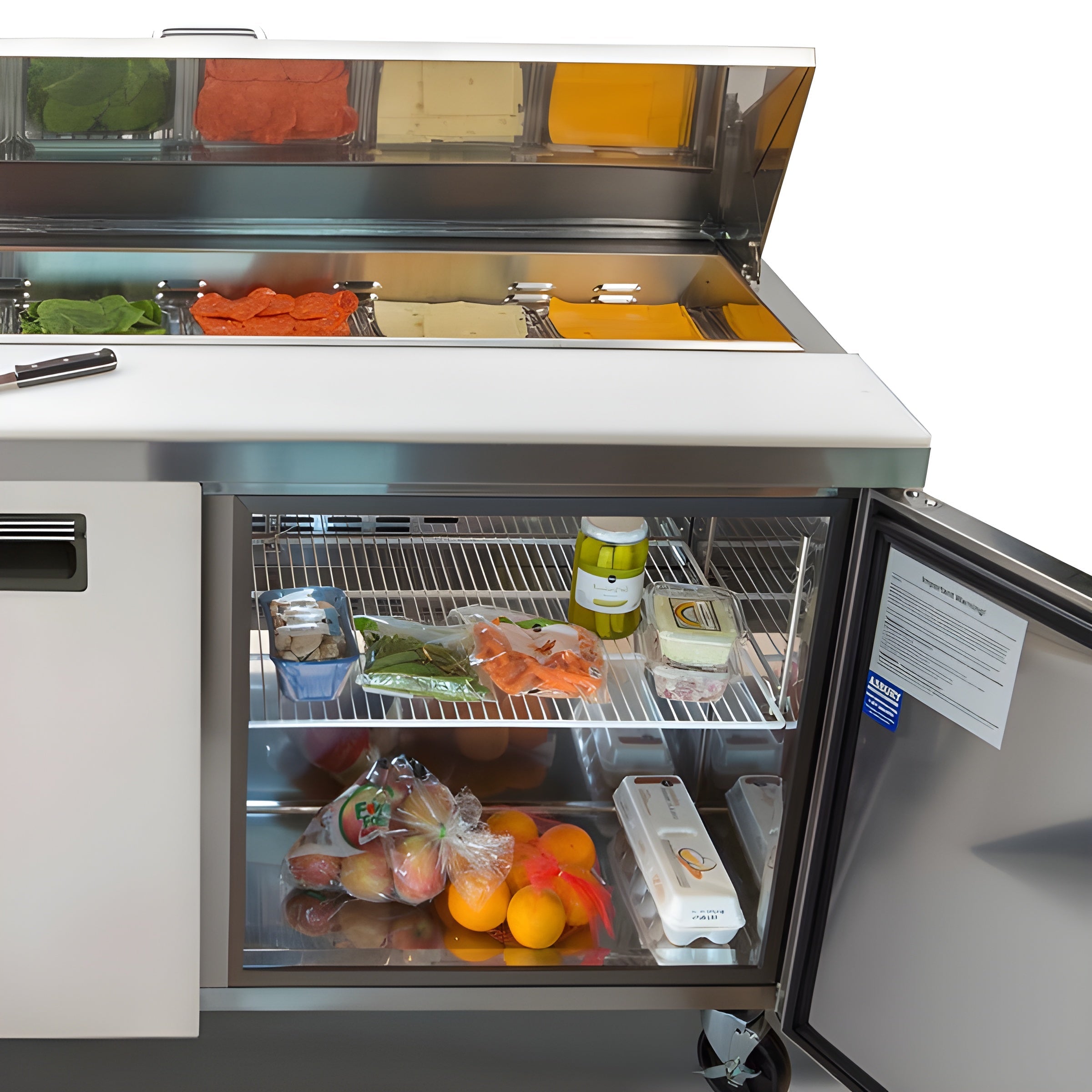 Maxx Cold Two-Door Refrigerated Sandwich and Salad Prep Station, 12 cu. ft., in Stainless-Steel - MXCR48SHC