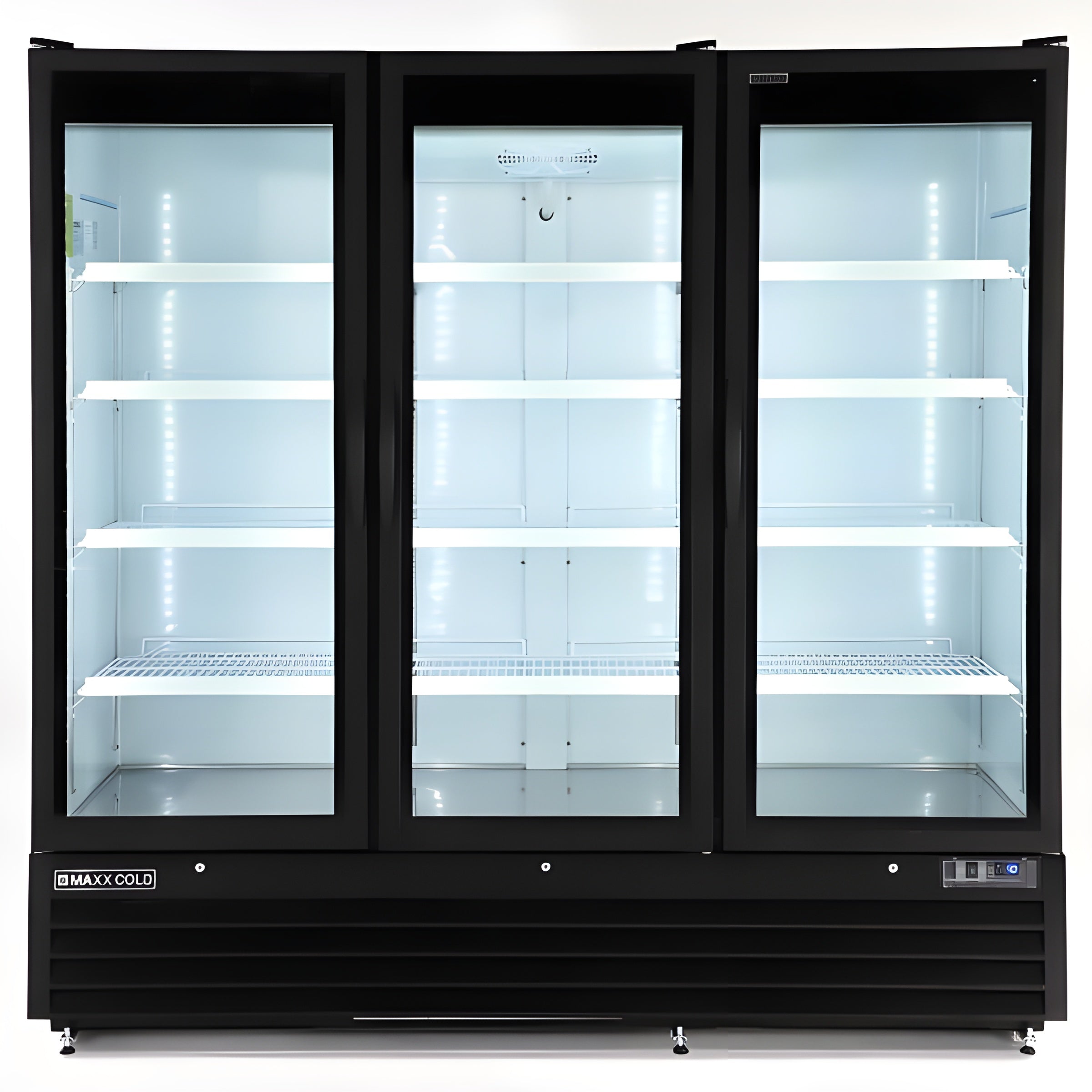 Maxx Cold Triple Glass Door Merchandiser Refrigerator, Large Storage Capacity, 73 cu. ft., in Black - MXGDM-73RBHC