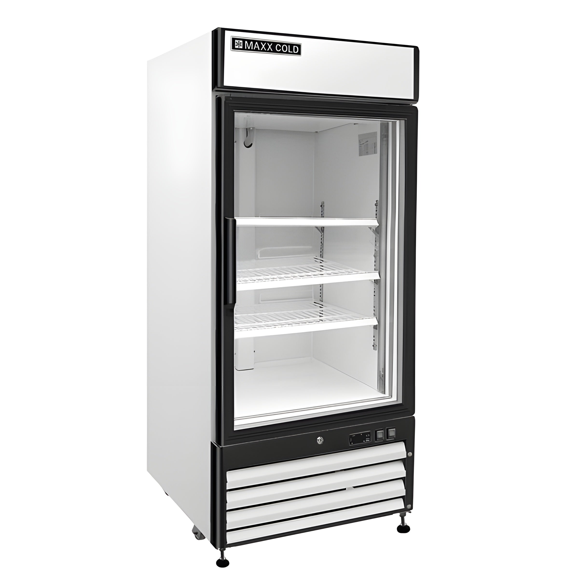 Maxx Cold Single Glass Door Merchandiser Refrigerator, Free Standing, 16 cu. ft., in White - MXM1-16RHC