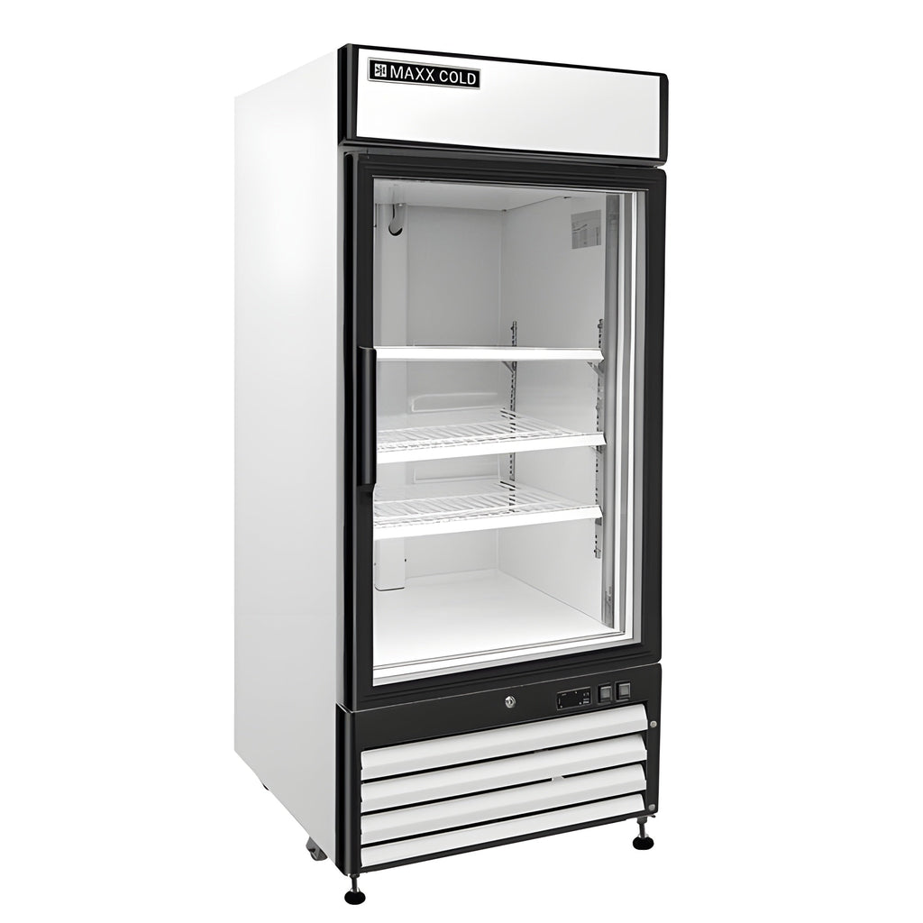 Maxx Cold Single Glass Door Merchandiser Refrigerator, Free Standing, 16 cu. ft., in White - MXM1-16RHC