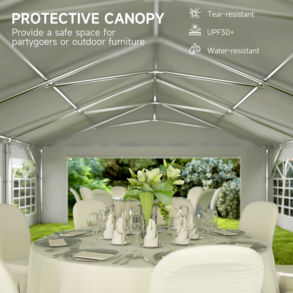 Outsunny 20' x 40' Party Tent with Removable Sidewalls, 12 Windows, White - 84C-538V00WT