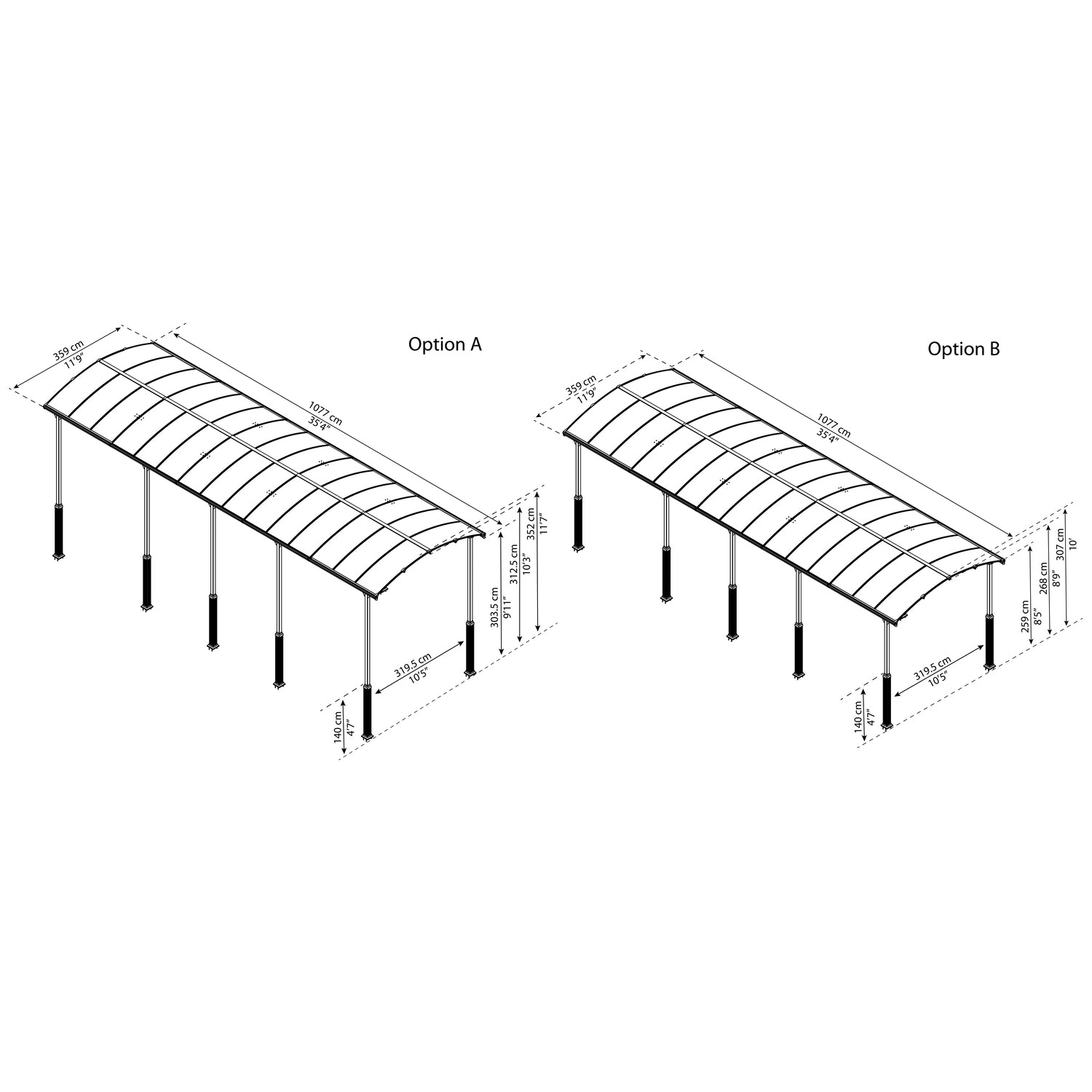Palram - Canopia | Arcadia Alpine RV Carport 12x35x11.5 ft - HG9128