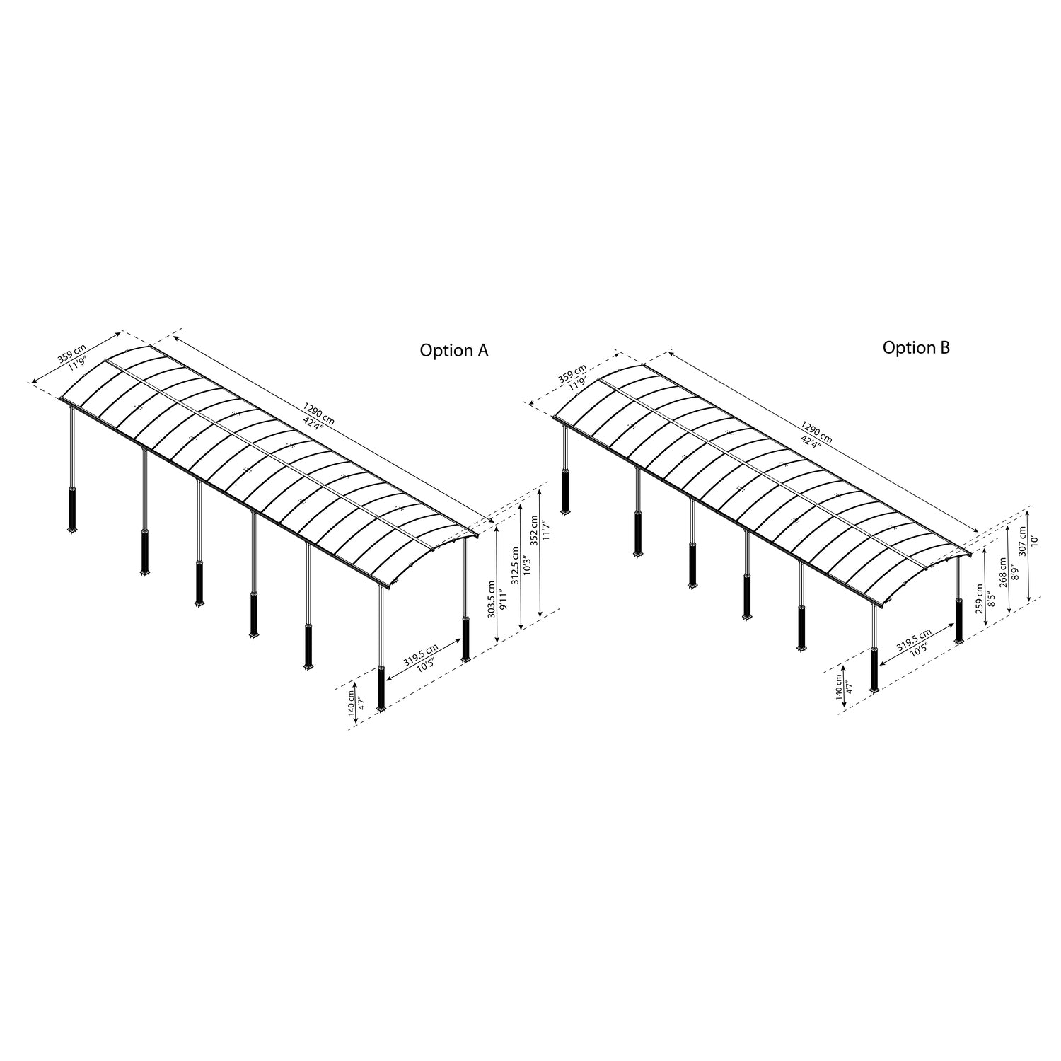 Palram - Canopia | Arcadia Alpine RV Carport 12x42x11.5 ft - HG9129