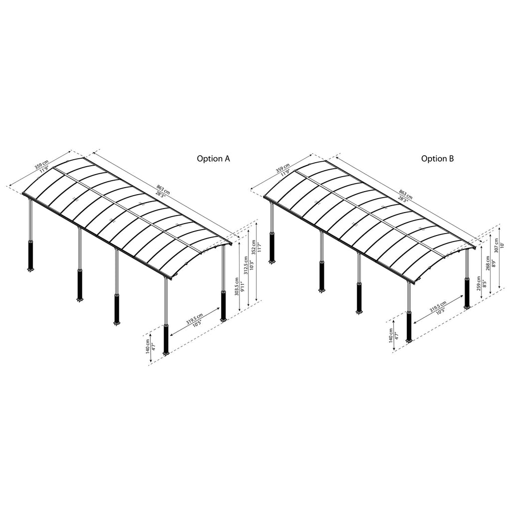 Palram - Canopia | Arcadia Alpine RV Carport 12x28x11.5 ft - HG9127