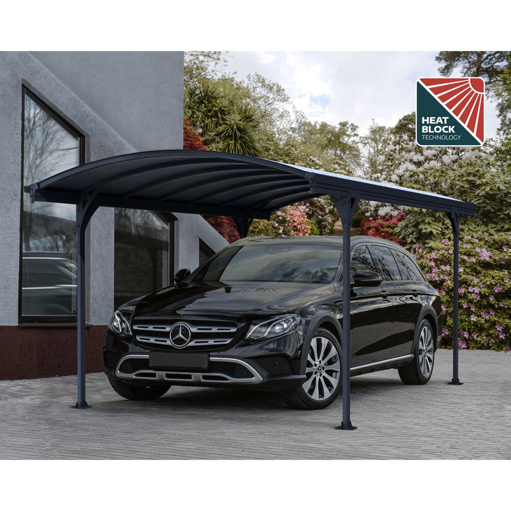 Palram - Canopia | 10x16 ft Vitoria 5000 Polycarbonate Carport  - Gray/Gray - HG9130