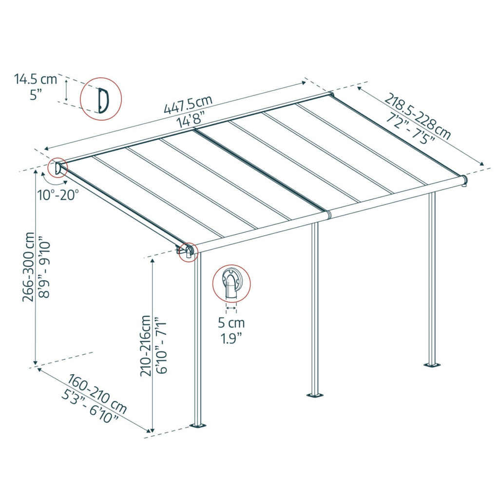 Palram - Canopia | Sierra Patio Cover - 7.5ft Wide - HG9075
