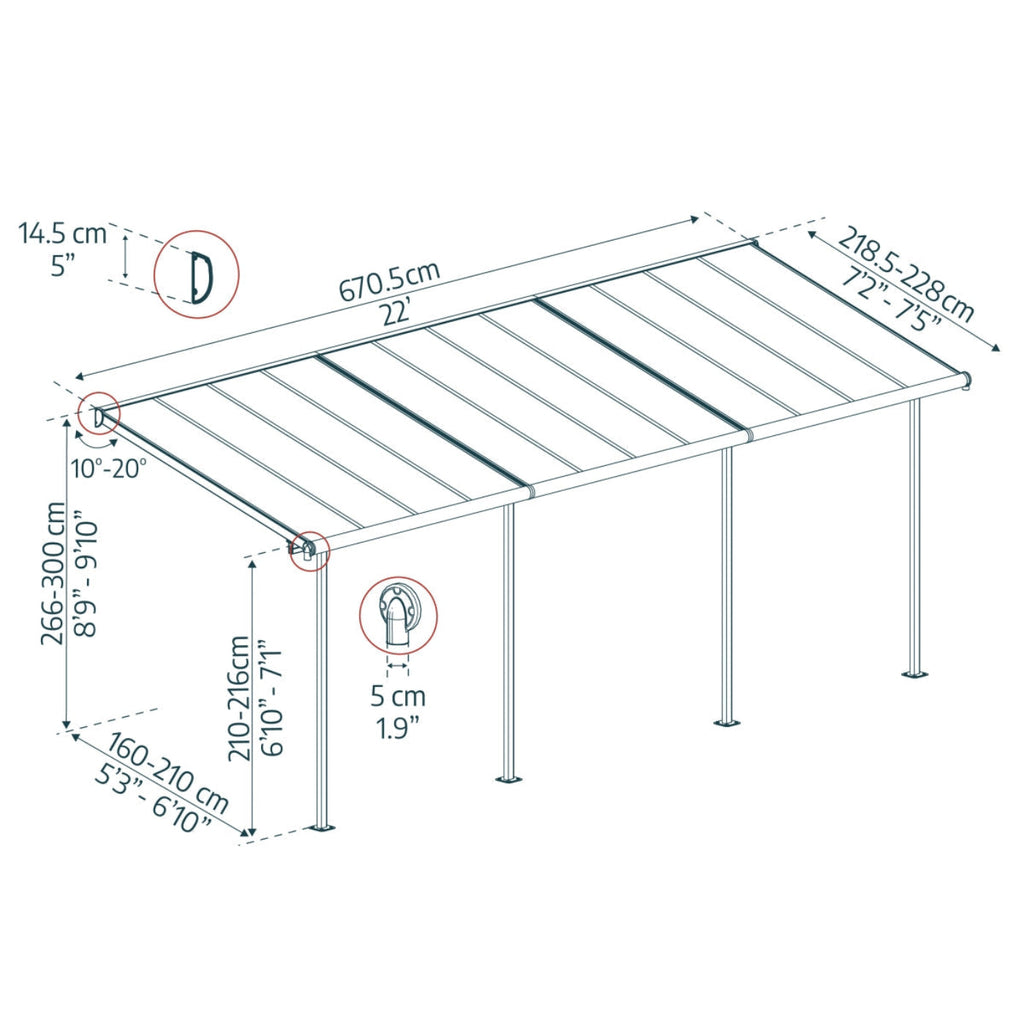 Palram - Canopia | Sierra Patio Cover - 7.5ft Wide - HG9075