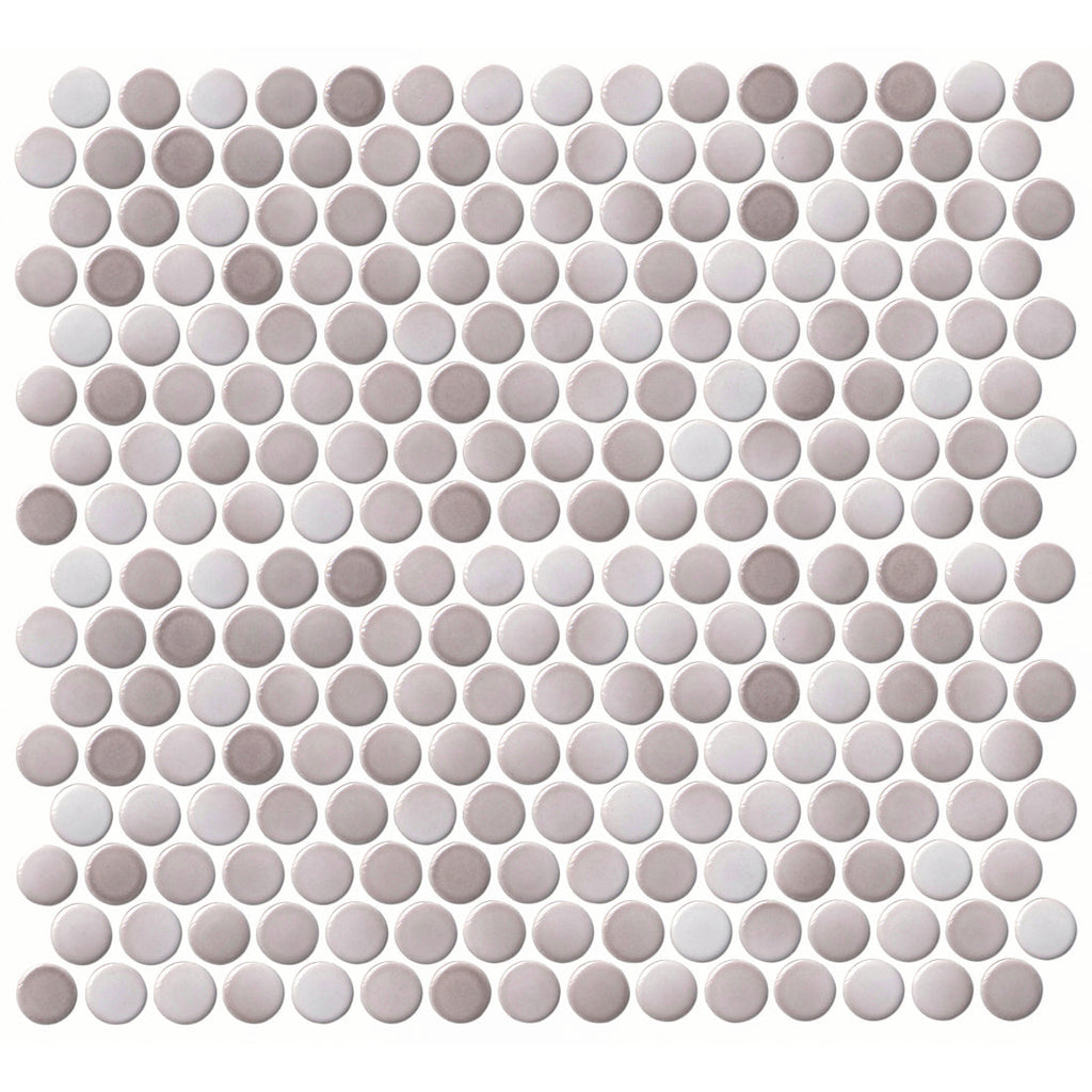 PennyRoundPaleTaupePorcelainMosaicTile