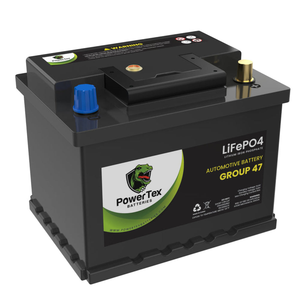 PowerTex 2022 Volkswagen Passat L4 2.0LReplacement Car Battery BCI Group 47 Lithium LiFePO4 Automotive Powertex Battery - PTLG47-097