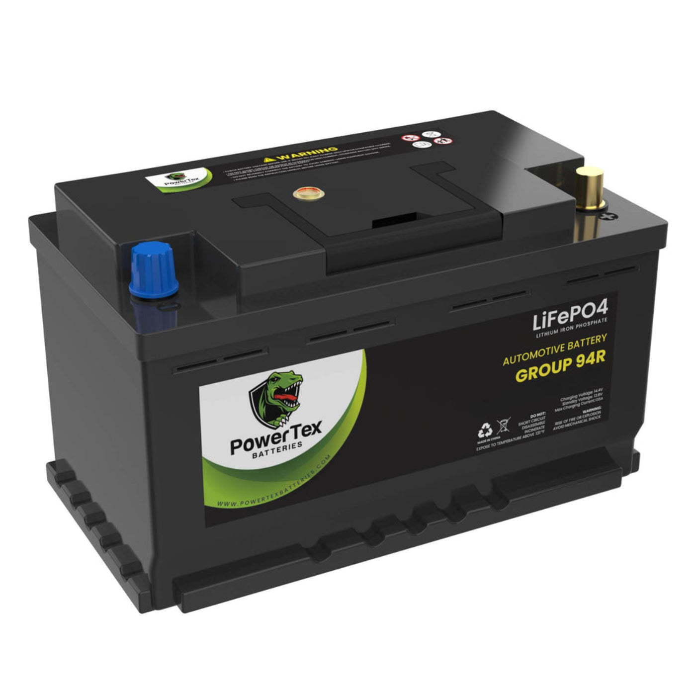 PowerTex 2023 Jeep Gladiator V6 3.6L Replacement Car Battery BCI Group 94R Lithium LiFeP - PTLG94R-0259O4 Automotive Powertex Battery