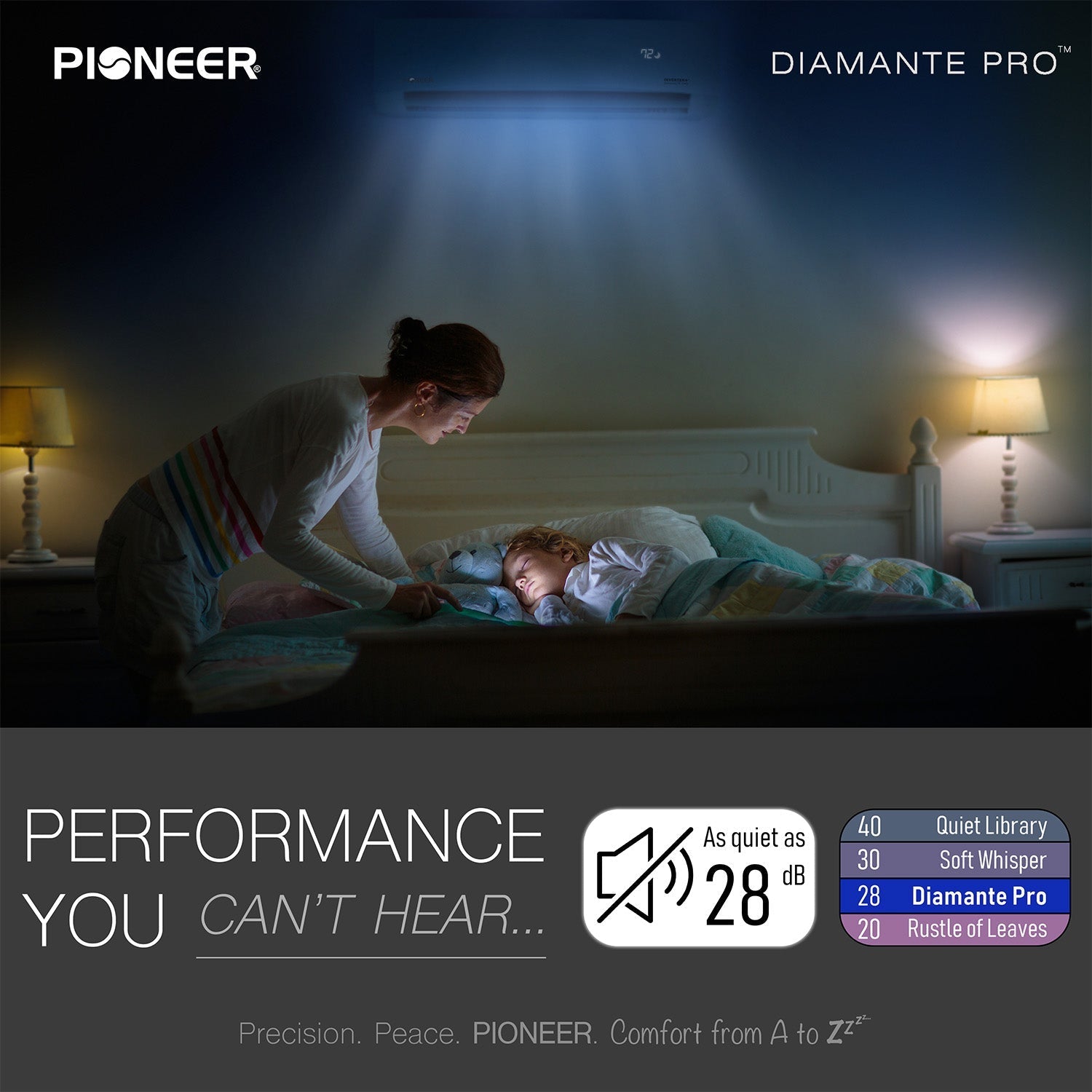 Pioneer Diamante Pro 12,000 BTU 20 SEER2 115V High-Wall Ductless Mini-Split Air Conditioner Inverter Heat Pump with 16 Ft. Kit - WYT012ALSI20RL