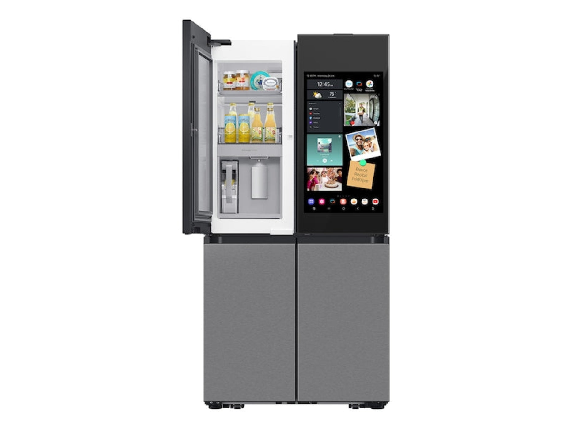 SAMSUNG Bespoke 36" 29 cu. ft. Standard Depth 4-Door Flex Refrigerator with AI Family Hub+ & AI Vision Inside in Stainless Steel - RF29DB9900QDAA
